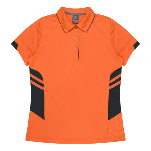 Bellevue Womens Polos Neon Orange Slate